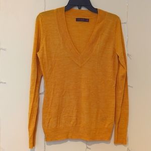 The Limited Mustard Yellow V-Neck Wool Blend Sweater, Size M